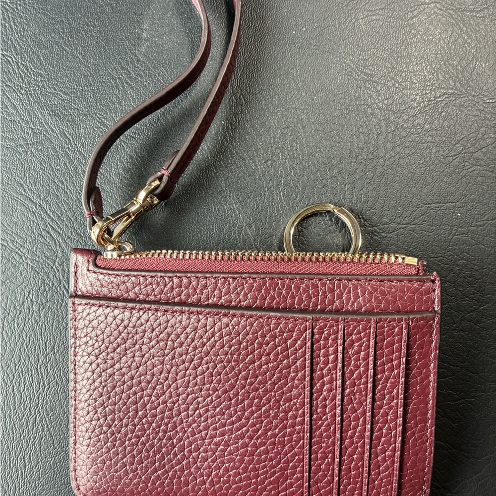 Kate Spade ♠️ Burgundy Wristlet Pouch Leather Wallet - Picture 7 of 9